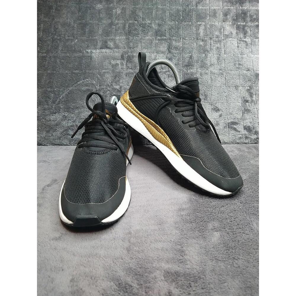 Puma Shoes Women's 7 Pacer Next Cage Fresh Running Sneakers Black/Gold 368066-03